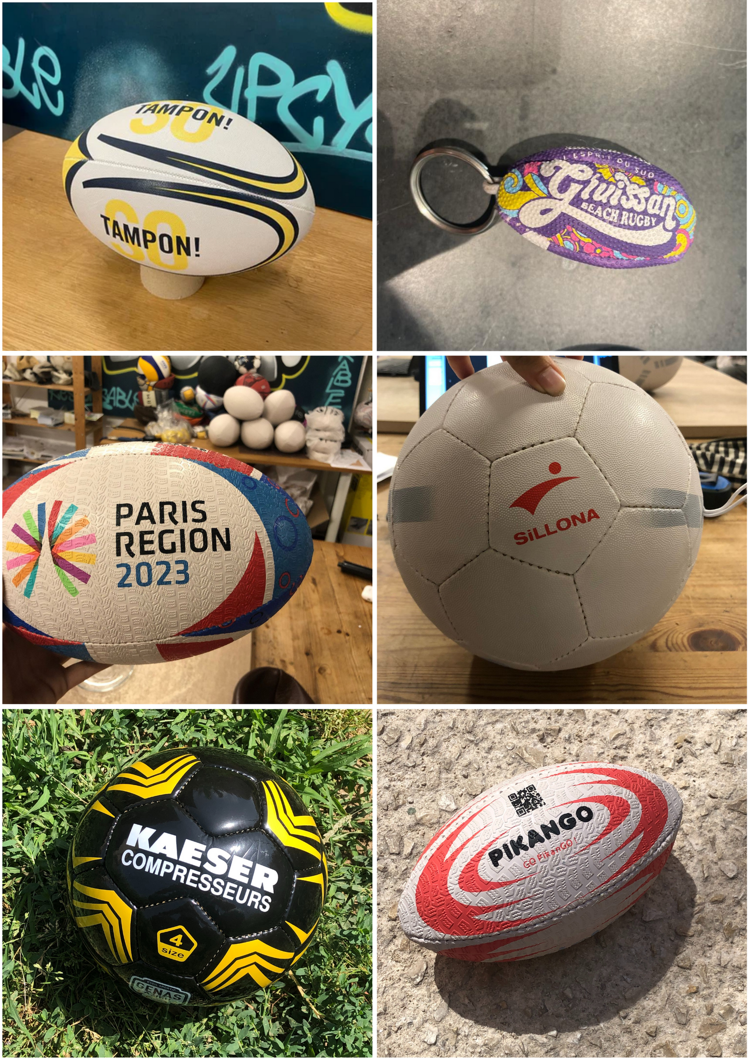 Support ballon de rugby avec plaque laiton personnalisable